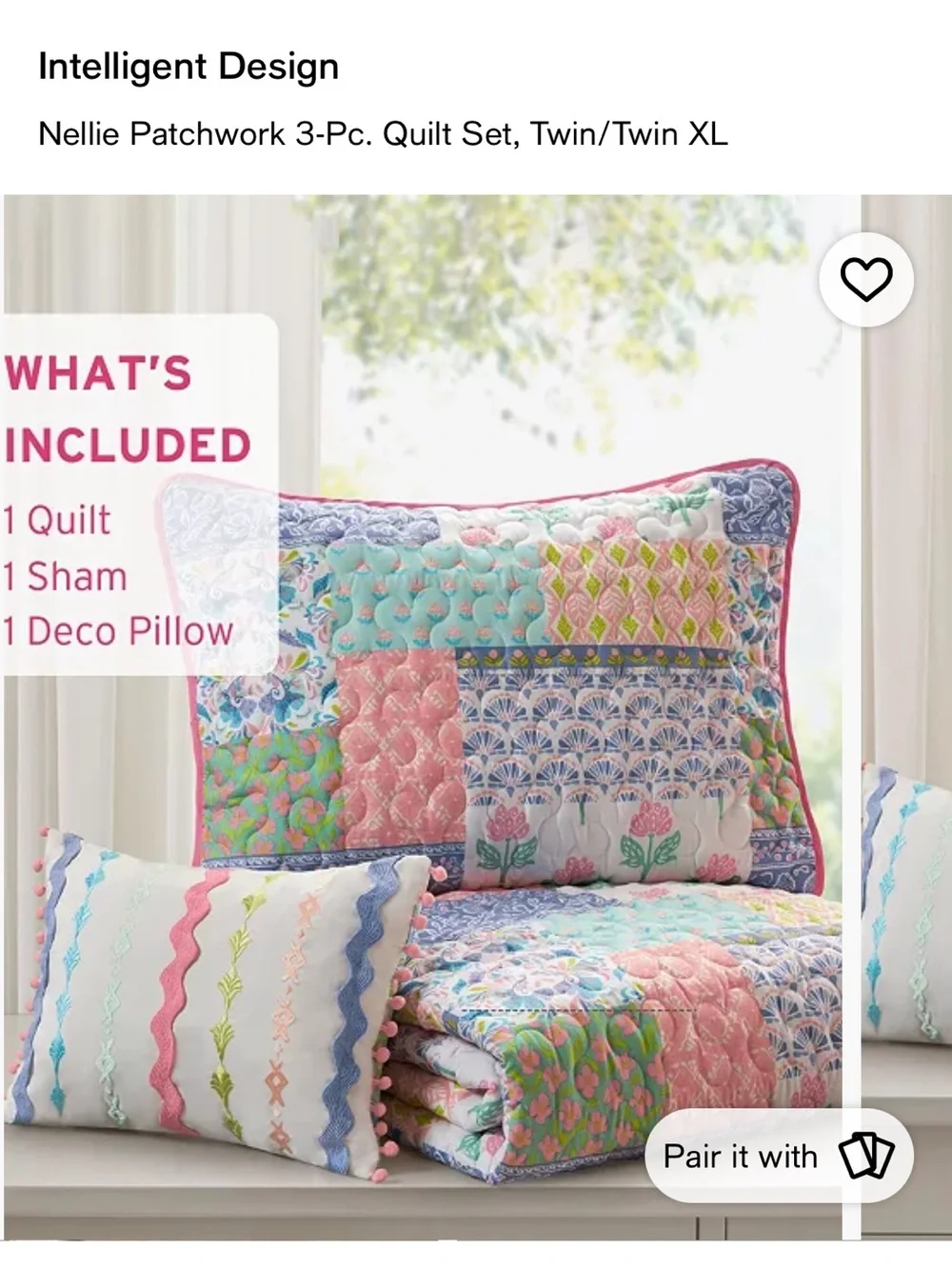 Intelligent Design: Nellie Patchwork 3 Pc Reversible Bedding Set